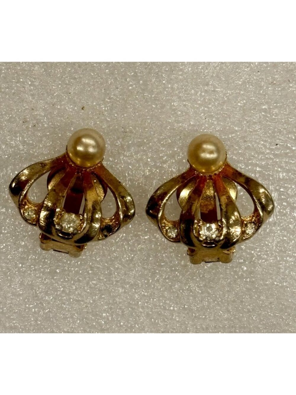 1940s Reinad Rhinestone Clip Earrings-Signed RARE Find